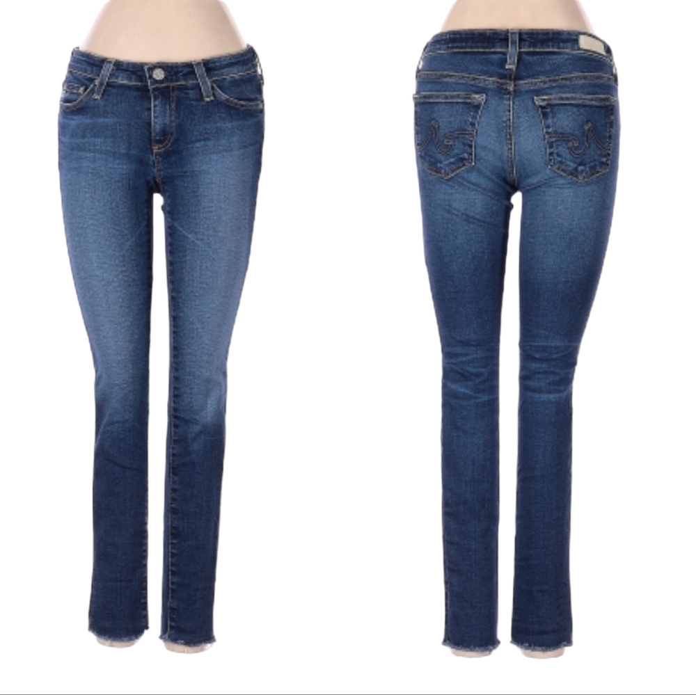 Adriano Goldschmied Legging Womens Size 25R Dark Blue Raw Hem Ankle Super Skinny